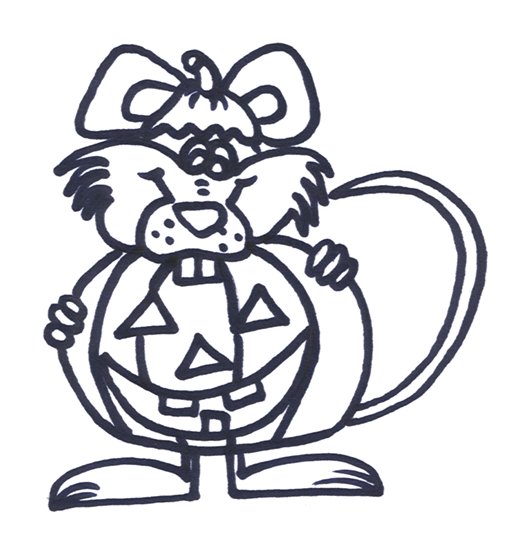 Wesoła Myszka z Dynią - Kolorowanka do Druku na Halloween kolorowanka do druku