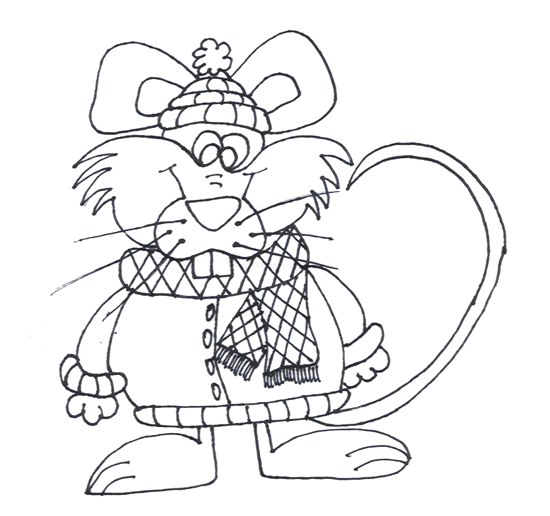 Mysik w zimowej scenerii - Kolorowanka do druku dla dzieci kolorowanka do druku